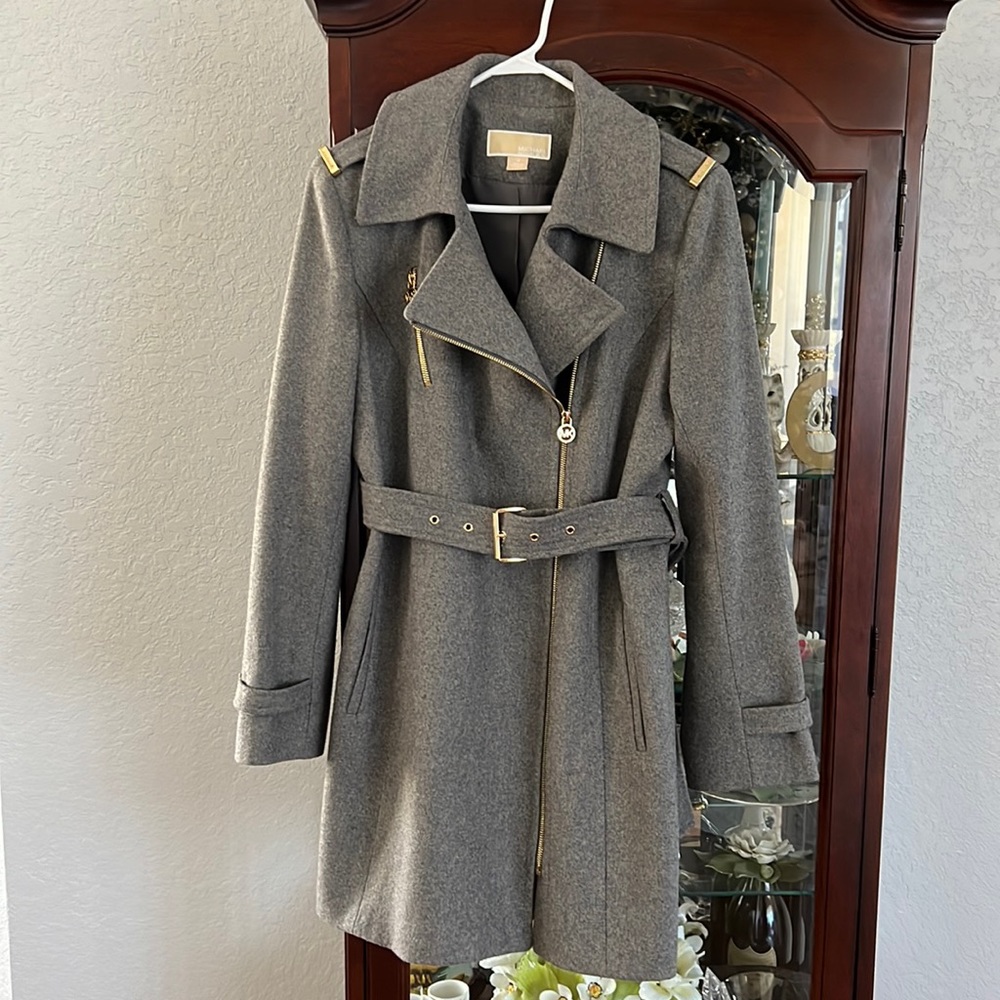 Women’s Michael Kors Asymmetrical Zip Wool Blend Coat Size 12